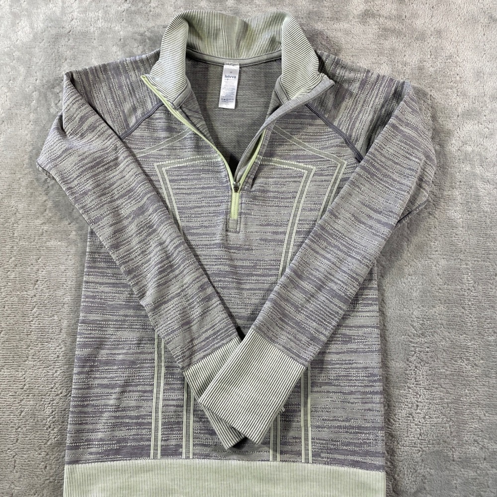 Ivivva Lululemon Pullover Top Girls Size 10 Gray Quarter Zip Athletic Activewear